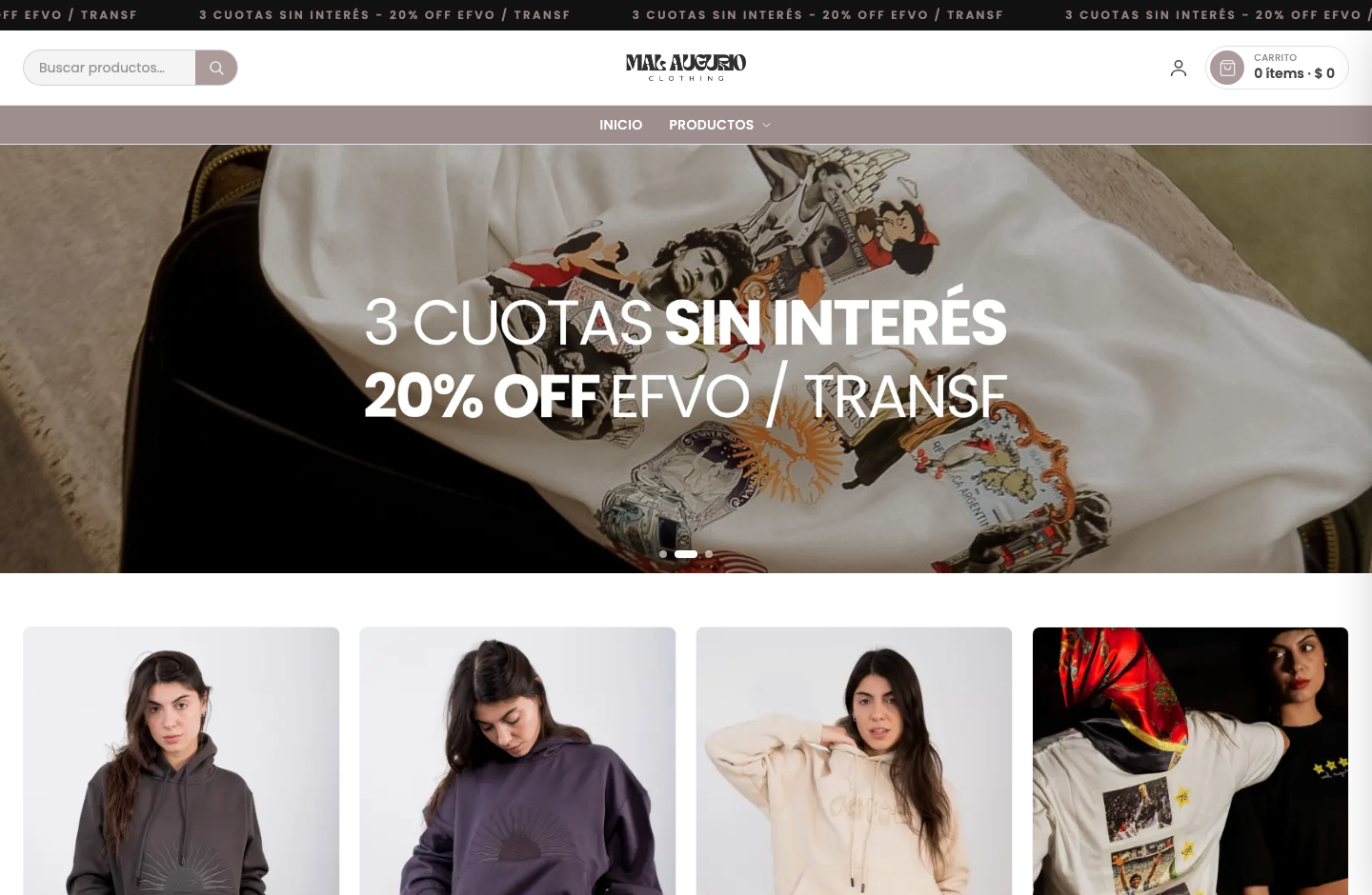 Tienda online de Mal Augurio en computadora